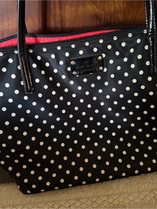 kate spade Handbags - kate spade Black and White Polka Dot Tote with red Interior